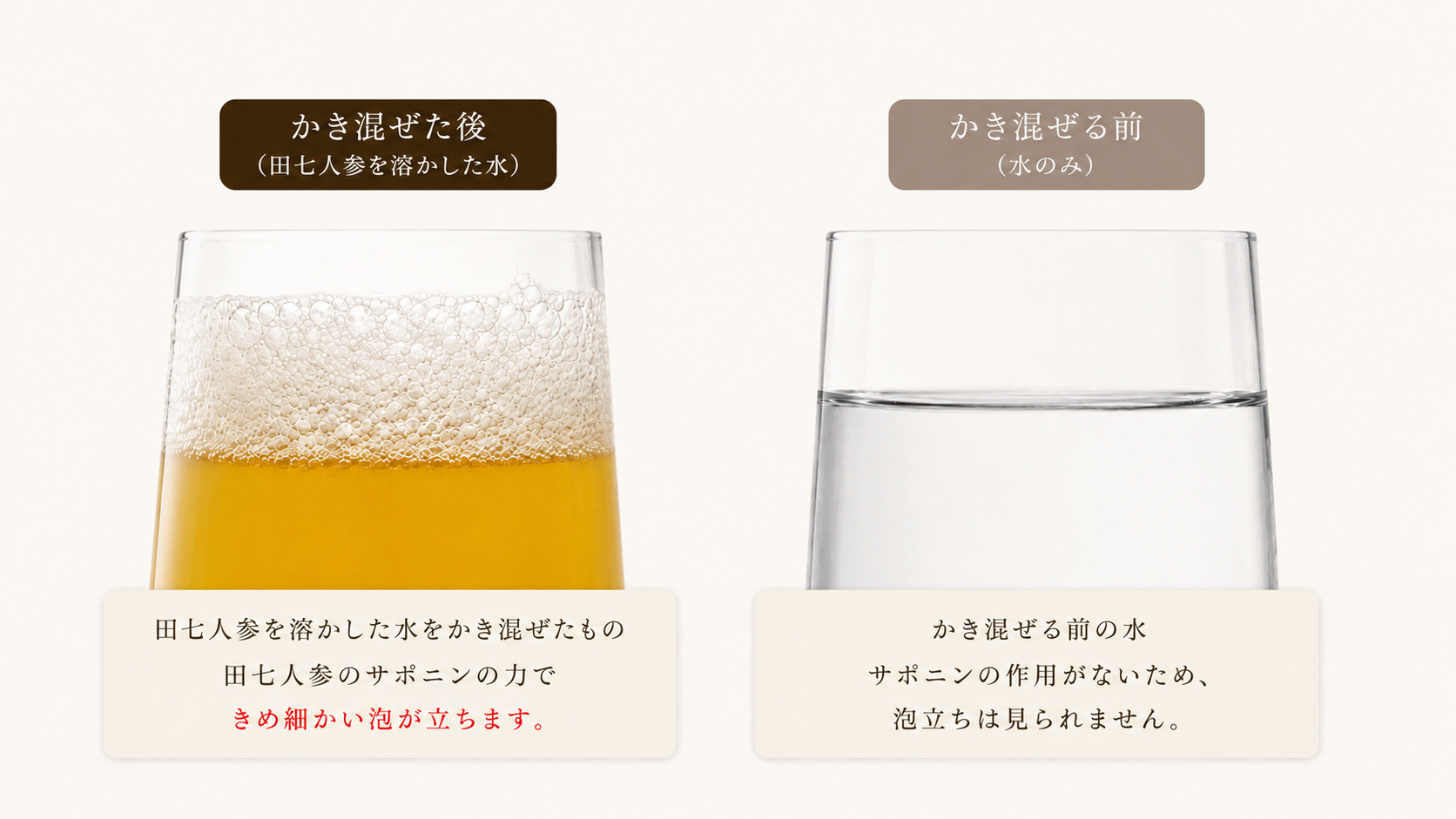 サポニン有無の比較