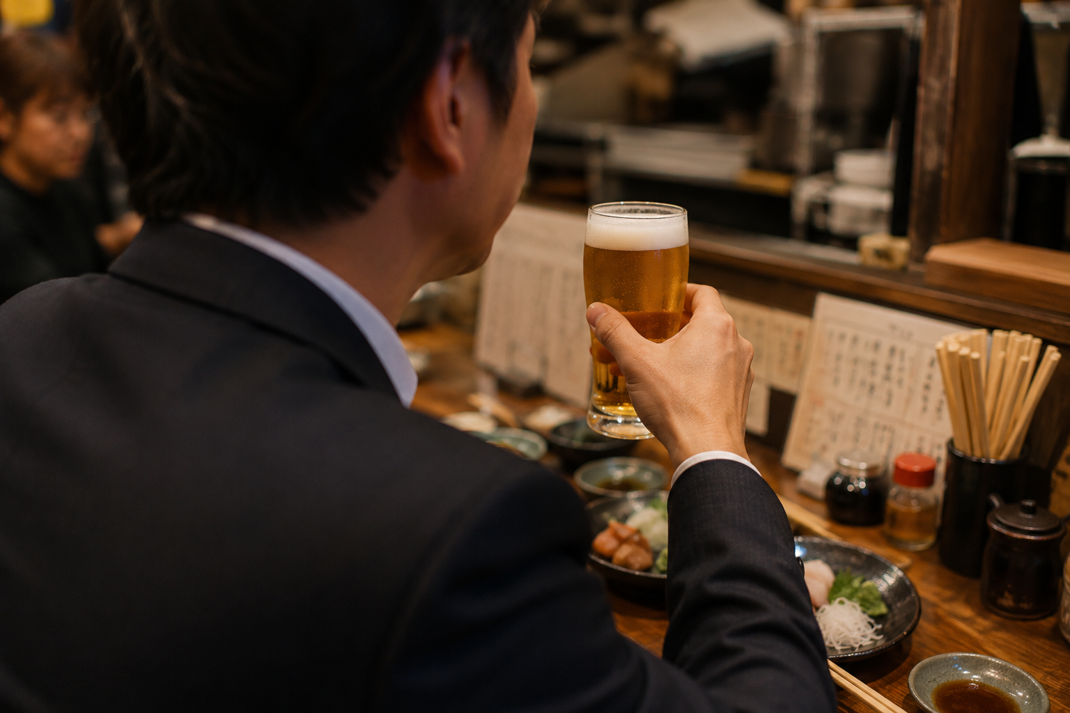 お酒を飲む男性